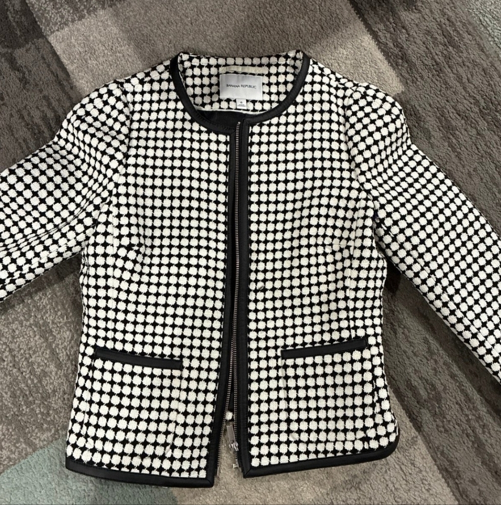 Banana Republic Black and White Checkered Blazer